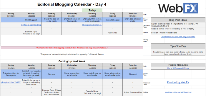 Creating a Blog Editorial Calendar